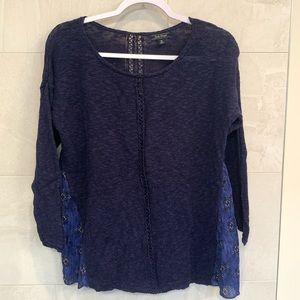 Lucky Brand knit sleeves and top and the back is a light flowy printed fabric